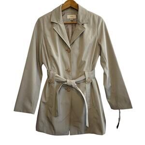 MERONA Trench Coat M Beige Classic Belted Long Jacket NWT Timeless Minimalist